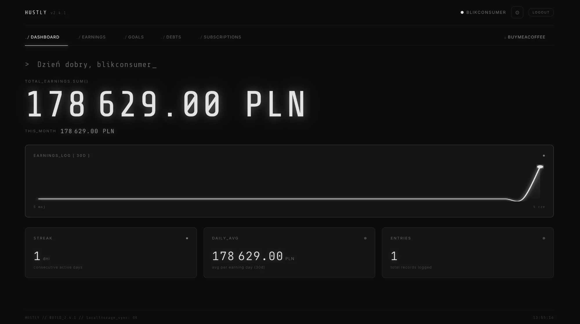 Hustly dashboard
